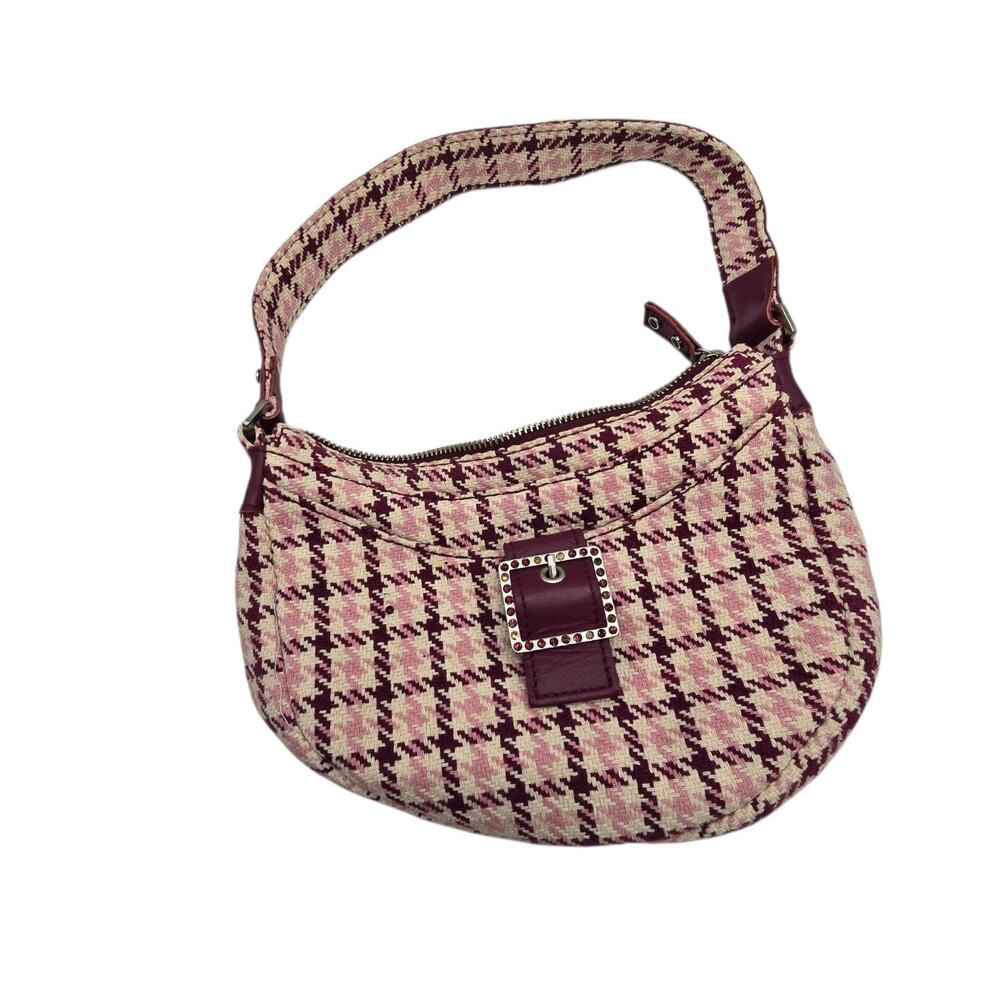 Vtg‎ 90s Y2K American Eagle Outfitters Hand Bag Purse Maroon Tweed Houndstooth